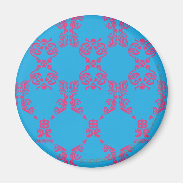 Damask Magenta-Aqua Magnet (Framsidan)