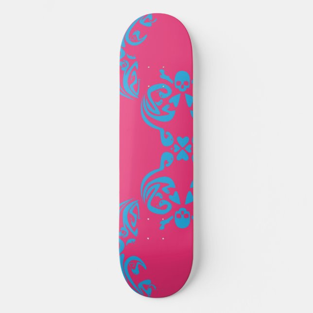 Damask Magenta-Aqua Skateboard Bräda 19,5 Cm (Framsida)