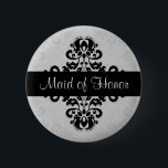 Damask maid of honor knapp<br><div class="desc">En maid of honor-knapp på knappen i ett vackert svart och grått-dammmönster.</div>
