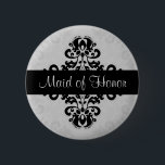 Damask maid of honor knapp<br><div class="desc">En maid of honor-knapp på knappen i ett vackert svart och grått-dammmönster.</div>