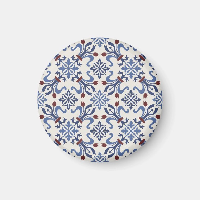 Damask Majolica Pottery Tile Design Magnet (Framsidan)