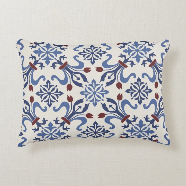 Damask Majolica Pottery Tile Design Prydnadskudde (Framsidan)