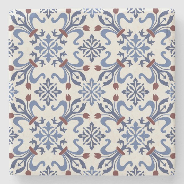 Damask Majolica Pottery Tile Design Stenunderlägg (Framsidan)