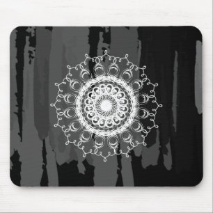 Damask MandalaBlack och White Watercolor Musmatta