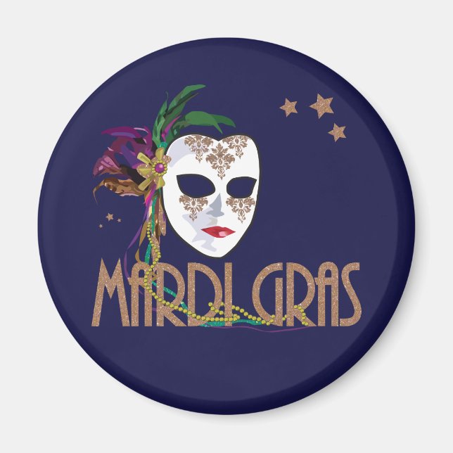 Damask Mardi Gras Mask Magnet (Framsidan)