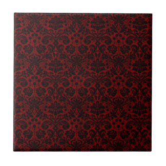 Damask Maroon Black Kakelplatta