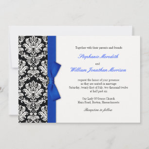 Damask med inbjudan till Blue Bow Bow Wedding