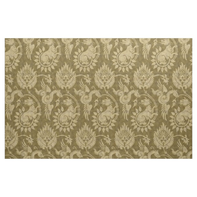 Damask med Winged-servrar, Amber Tyg (Fat Quarter)