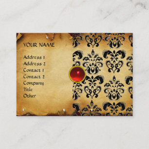 DAMASK MON RED RUBY,Parchment Visitkort