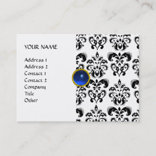 DAMASK MON RUBY bright blue grått guld Visitkort