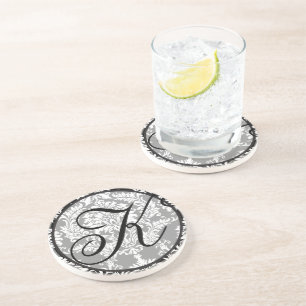 Damask Monogram Bröllop-årsdagen Underlägg