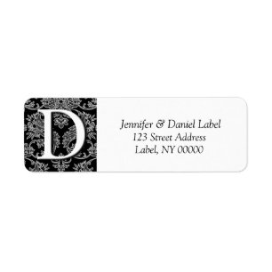 Damask Monogram D-Returetiketter Returadress Etikett