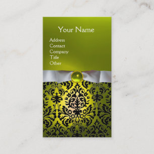 DAMASK MONOGRAM Gem gult vit band Visitkort