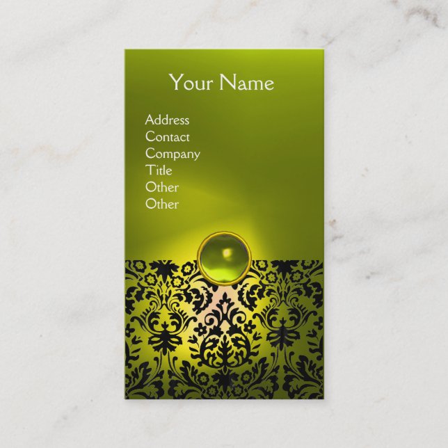 DAMASK MONOGRAM Gem gult vit Visitkort (Framsida)
