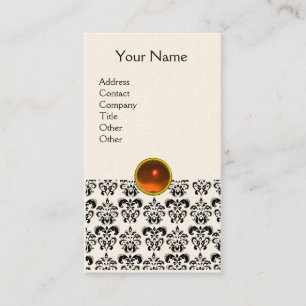 DAMASK MONOGRAM Gem orange kräm Visitkort