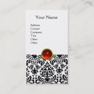 DAMASK MONOGRAM Gem röd ruby light platinum Visitkort