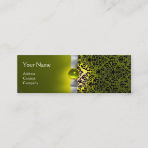 DAMASK MONOGRAM-grammofonvit gult Mini Visitkort