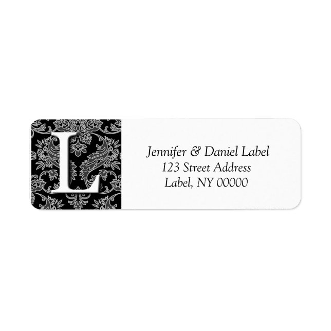 Damask Monogram K-Returetiketter Returadress Etikett (Framsidan)