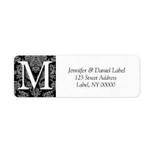 Damask Monogram M-Returetiketter Returadress Etikett