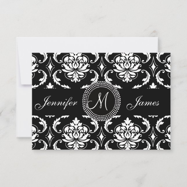 Damask Monogram OSA kort för Square Inbjudan (Framsida)
