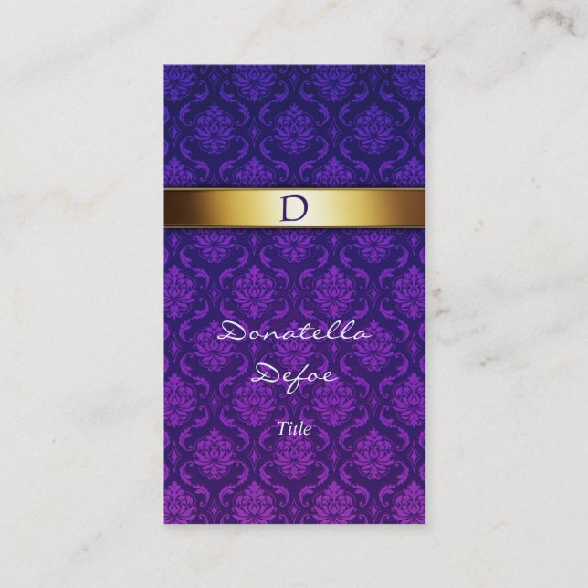 Damask Monogram Professionell Visitenkort Visitkort (Framsida)
