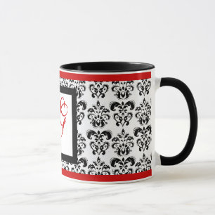 DAMASK MONOGRAM, röd Mugg