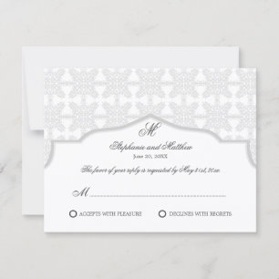 Damask Monogram Silvergrå RSVP-kort OSA Kort