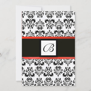 DAMASK MONOGRAM,svart och vit,röd Inbjudningar