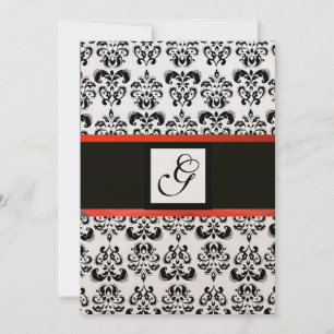 DAMASK MONOGRAM,svart,röd guld metallisk Inbjudningar