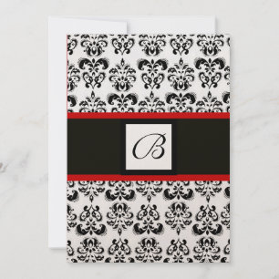 DAMASK MONOGRAM,svart, vit,guld metallisk,röd Inbjudningar