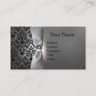 DAMASK MONOGRAM, svart vitt band Visitkort