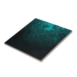 Damask mörk grönt Luxury Kakelplatta