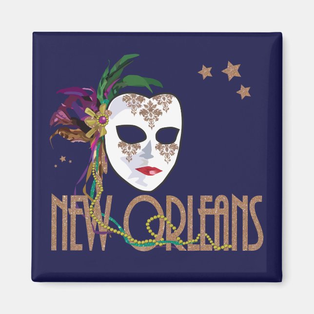 Damask New Orleans Mask Magnet (Framsidan)