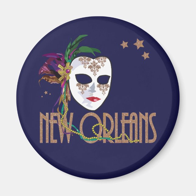 Damask New Orleans Mask Magnet (Framsidan)