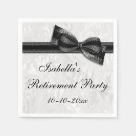 Damask och Black Faux Bow Pension Pappersservett