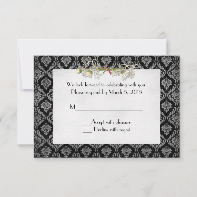 Damask och Daisy RSVP Inbjudningar (Framsida)