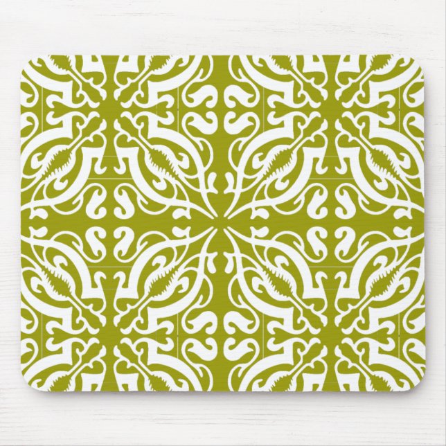 DAMASK - Oliv grönt Musmatta (Framsidan)