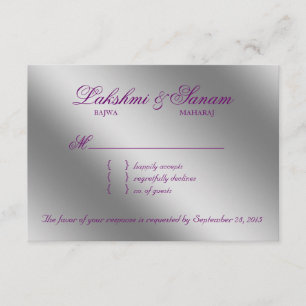 Damask OSA Bröllop Reply Gnistra Lila Silver Kort