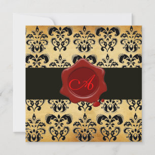 DAMASK PARCHMENT VAX SEAL MONOGRAM, svart och brun Inbjudningar