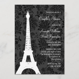 Damask Paris Coupps Shower Inbjudningar