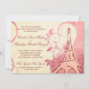 Damask Parisienne - Honeysuckle & Ivory Bröllop Inbjudningar