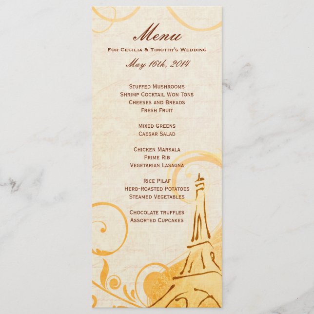 Damask Parisienne - Marmalade & Fall Spice Menu Meny (Framsida)