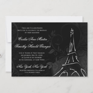 Damask Parisienne - Midnight Black Bröllop Inbjudningar