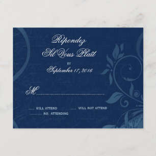 Damask Parisienne - Mörk Sapphire Blue OSA Kort