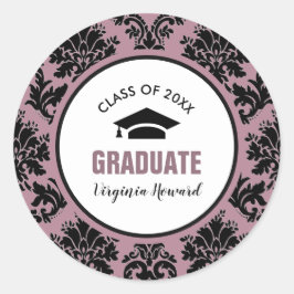 Damask Pattern Anpassningsbar Studenten Runt Klistermärke