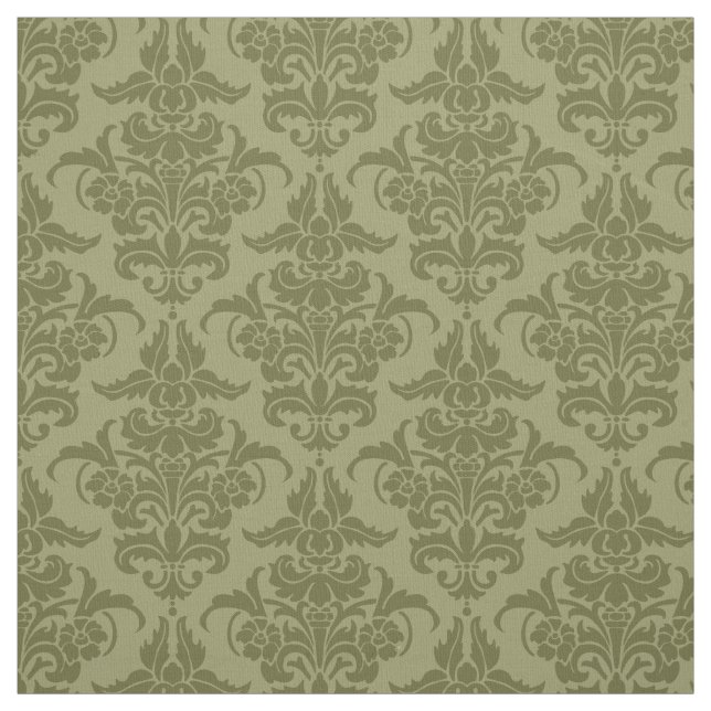 Damask Pattern - Deep Olive på Khaki Tyg (Provkarta)