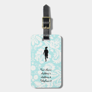 Damask Pattern; Flickan springer Bagagebricka