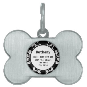 Damask Pattern ID Namn ID-bricka Husdjur