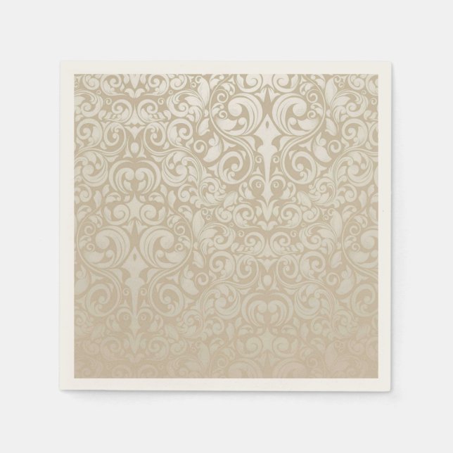 Damask Pattern Papper Cocktail Napkins Pappersservett (Framsidan)
