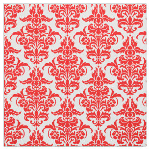 Damask Pattern - Röd på vitt Tyg